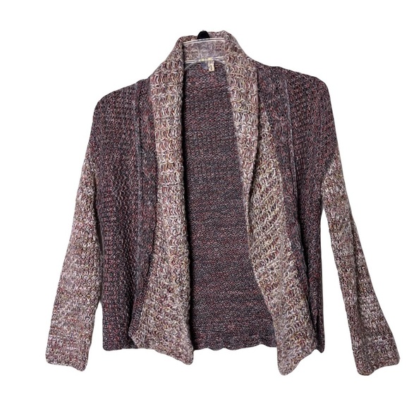 Anthropologie Moth | Earth Tone Woodhouse Mixed Knit Open Front Cardigan, Small - Picture 1 of 8